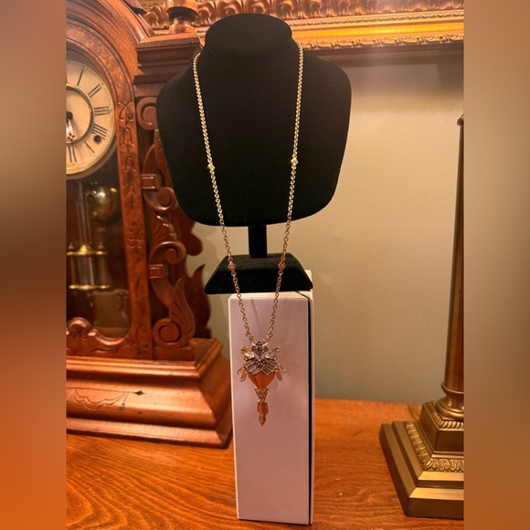 J. Crew Gold and Silver Crystal Art Deco Pendant 32”Necklace - Picture 4 of 7